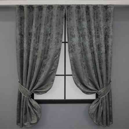 Комплект коротких штор VR-Textil Жакард Sultan XO № 1123ш Жакард Графітовий 130х170 см 2 шт (35-0110) Київ