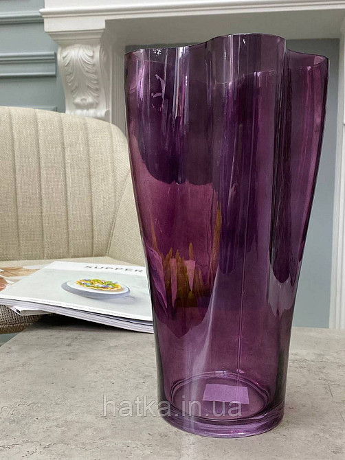 Ваза скляна 12,5*12,5*23 см "Бадді-М" бузкове товсте скло Київ - фото 3