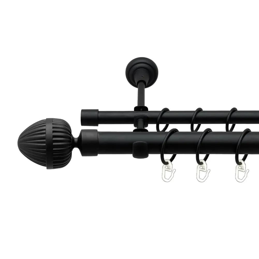 Карниз Orvit Одеон металевий дворядний відкритий гладка труба кільце металеве Чорний Оксамит 25\16 мм 200 см Львов - изображение 1