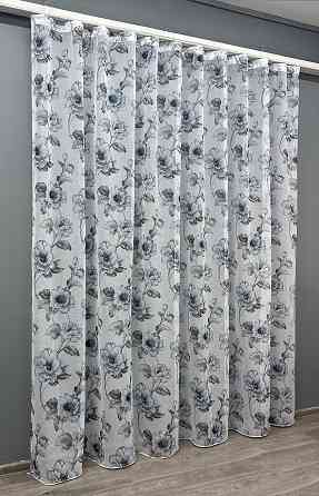 Тюль VR-Textil 1543т Flora Батист Білий з сіро-синім 400х270 см (42-0964) Київ