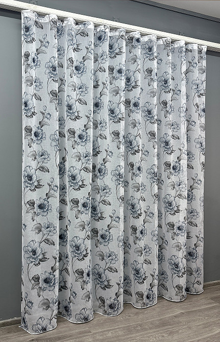 Тюль VR-Textil 1543т Flora Батист Білий з сіро-синім 400х270 см (42-0964) Київ - фото 3