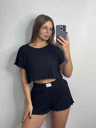 Женский трикотажный комплект для дома Черный XL-2XL Харьков