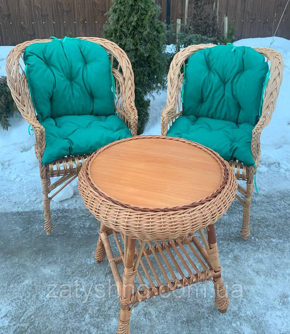 Набор плетеный из лозы с накидками, зеленый Киев - изображение 3