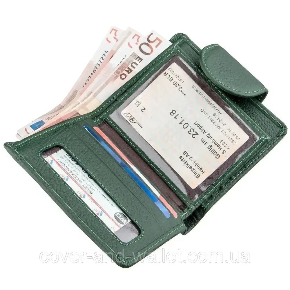 Стильный женский кожаный кошелек зеленого цвета ST 415 Киев - изображение 6