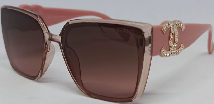 Жіночі брендові окуляри коричневий градієнт логотип із камінчиками. Київ - фото 8