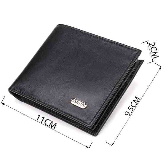 Классическое мужское портмоне из натуральной гладкой кожи CANPELLINI 21786 Черное Киев
