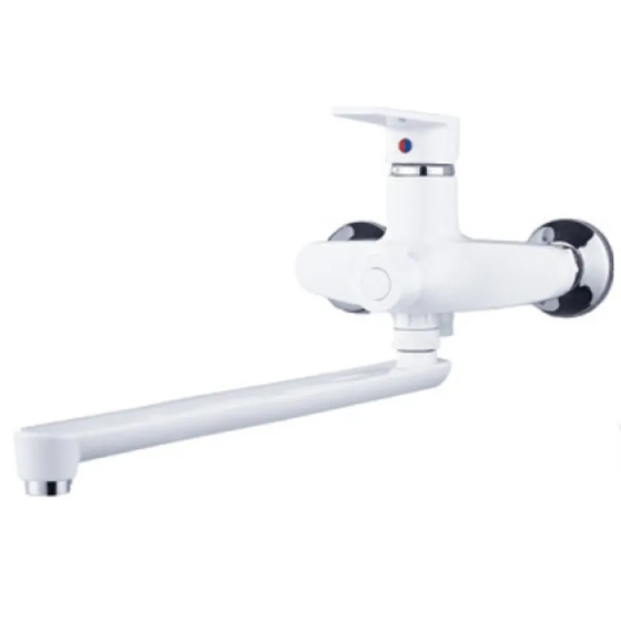 Змішувач для ванни PLAMIX OSCAR-006 EURO SET WHITE зі шлангом, лійкою та кронштейном (MX1895) Харків