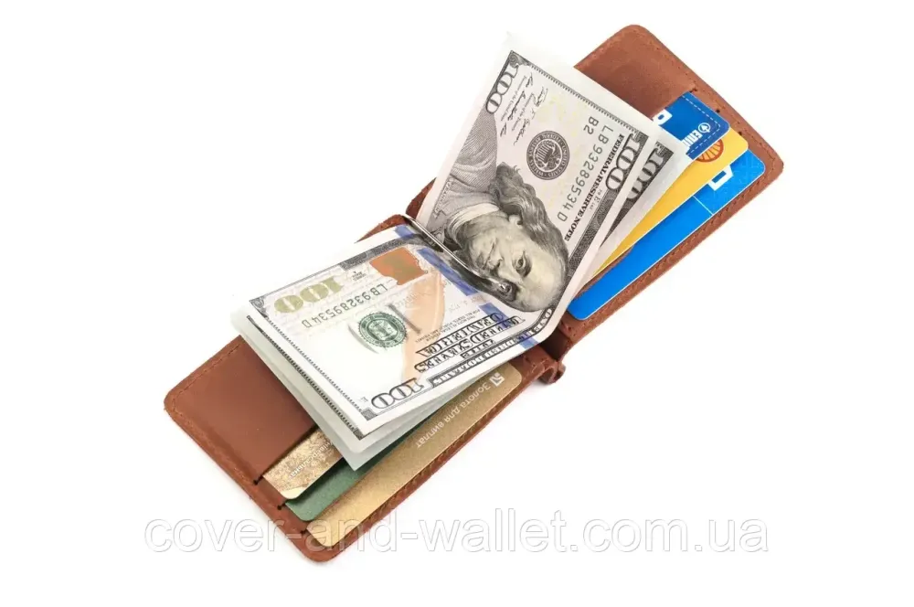 Удобный тонкий зажим для купюр и карточек коричневого цвета Onda Киев - изображение 9