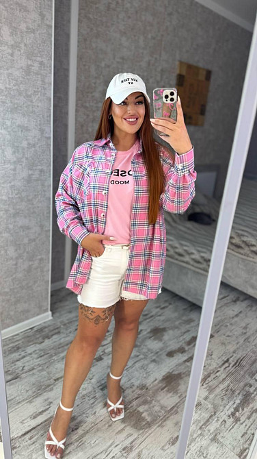 Женская оверсайз рубашка в клетку турецкая фланель Одесса - изображение 2