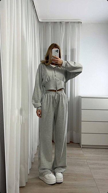 Жіночий прогулянковий костюм-двійка: кофта та штани двонитка Меланж, 44/46 Одеса - фото 1