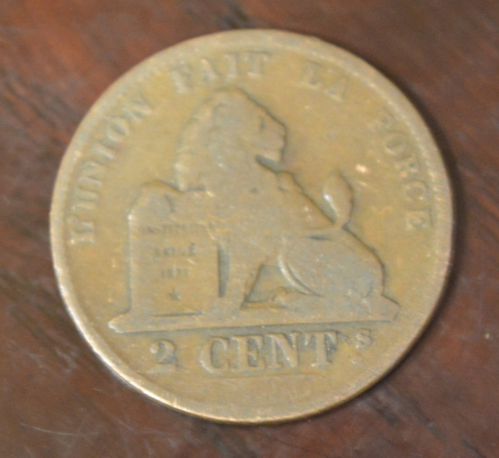 Бельгія 2 сентима 1870 рік Полтава - фото 1