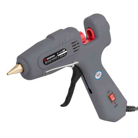 Пистолет клеевой 80(245) Вт, 215-230°C, под стержни 10,8-11,5 мм, 13-30 г/мин INTERTOOL RT-1104 Киев