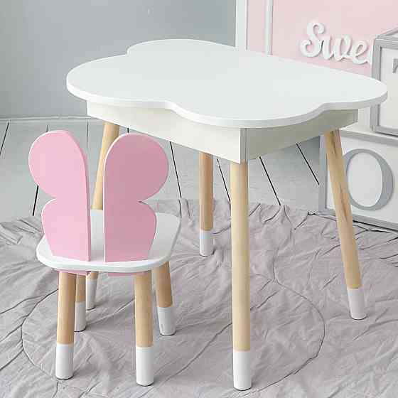 Столик "Хмаринка" з нішею та стільчиком "Метелик" для дітей Київ