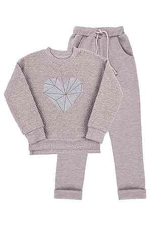 Костюм для дівчаток 2-х предметний, жаккард бежевий топ Крохатушка одяг Київ