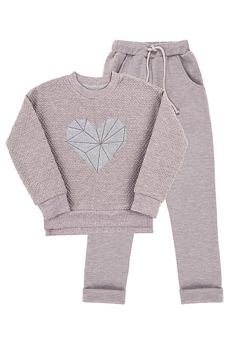 Костюм для девочек 2-х предметный, жаккард бежевый топ Крохатушка одяг Киев - изображение 1