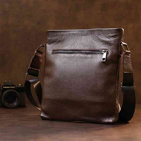 Кожаная современная мужская сумка через плечо SHVIGEL 11601 Коричневый Киев