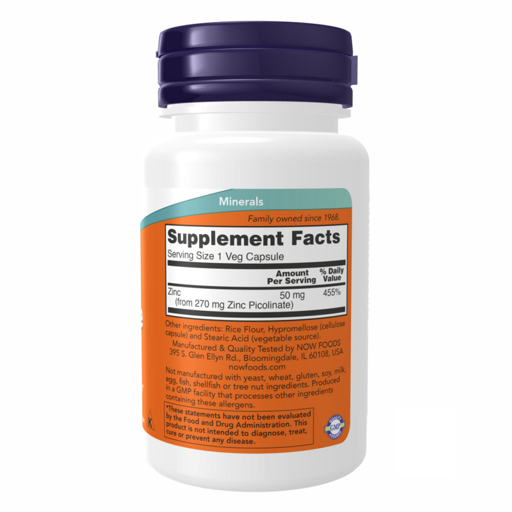 Пиколинат цинка Now Foods Zinc Picolinate 50 mg 60 раст капс Киев - изображение 5