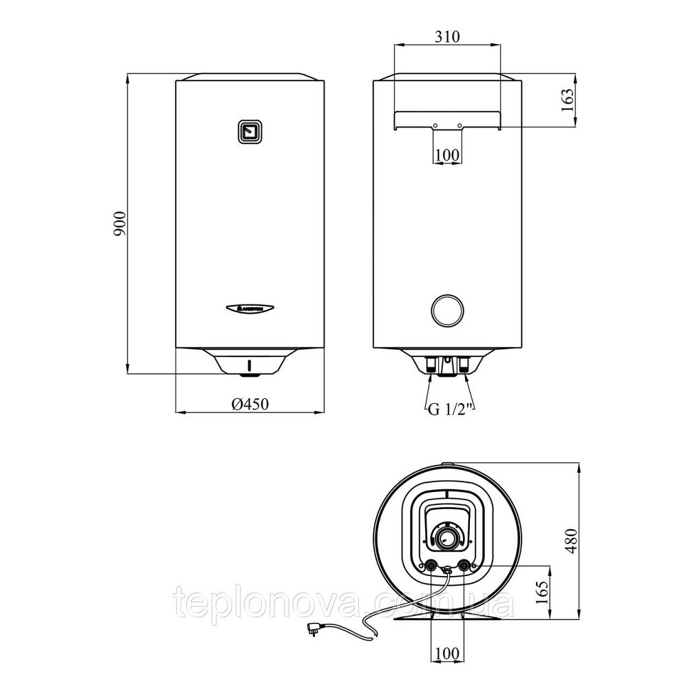 Водонагрівач Ariston PRO1 R 100 V 1,5K PL DRY з сухим ТЕНом 3201452 Чернівці - фото 2