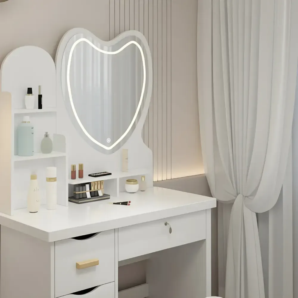 Туалетный столик с LED-зеркалом в форме сердца и пуфиком STL-MD 85 Коломия - фото 2