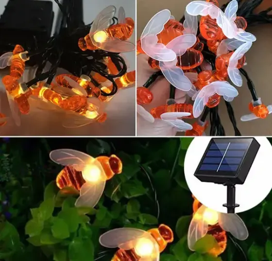 Солнечная гирлянда "Пчелки" 30 ламп 4,5 м, теплый-белый Коломия