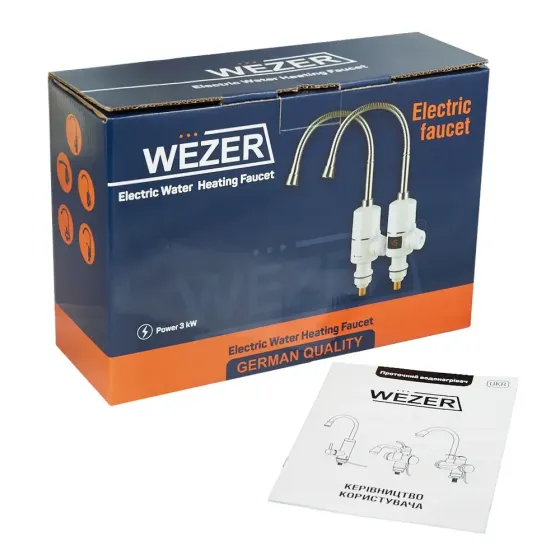 Проточный кран водонагреватель WEZER SDR-F05T с гибким изливом Киев