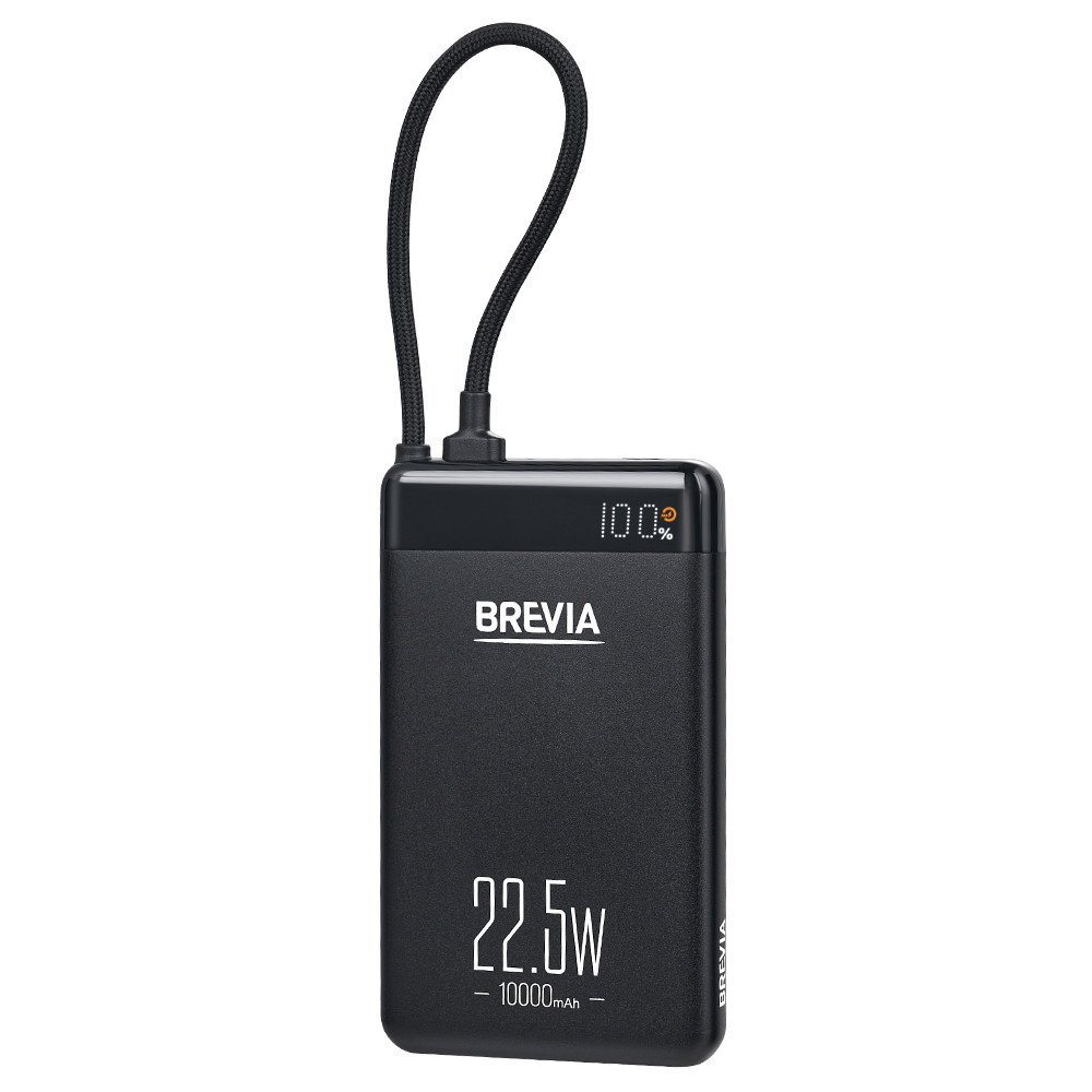 Повербанк (Power Bank) Brevia ePower 10000mAh 22,5W SuperSlim LCD черный металлик + кабель Львов - изображение 1