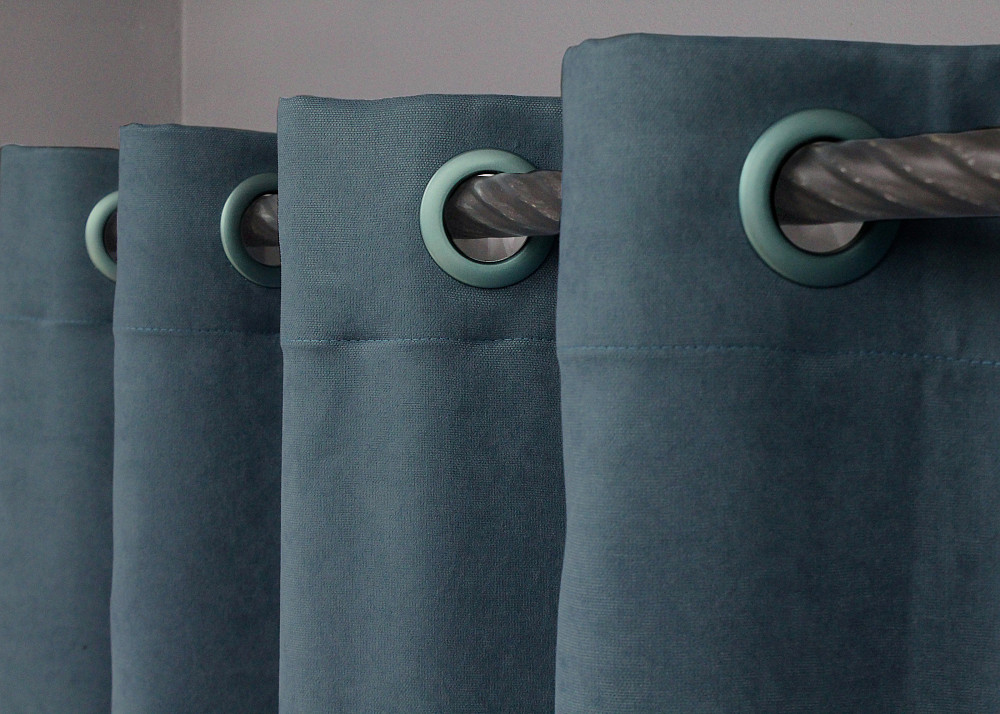 Комплект штор на люверсах VR-Textil Микровелюр Petek № 1489ш 150х270 см 2 шт Серо-голубой (37-0216) Киев - изображение 6