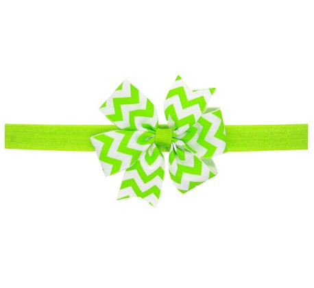 Дитяча пов'язка в смужку салатова - окружність 36-48см, розмір банта 9см Київ - фото 1
