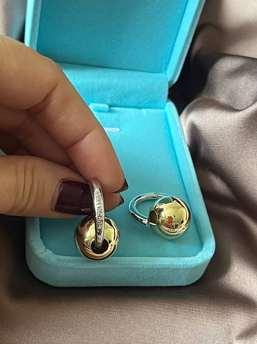 Сережки Balenciaga срібно-золотого кольору Одеса - фото 8