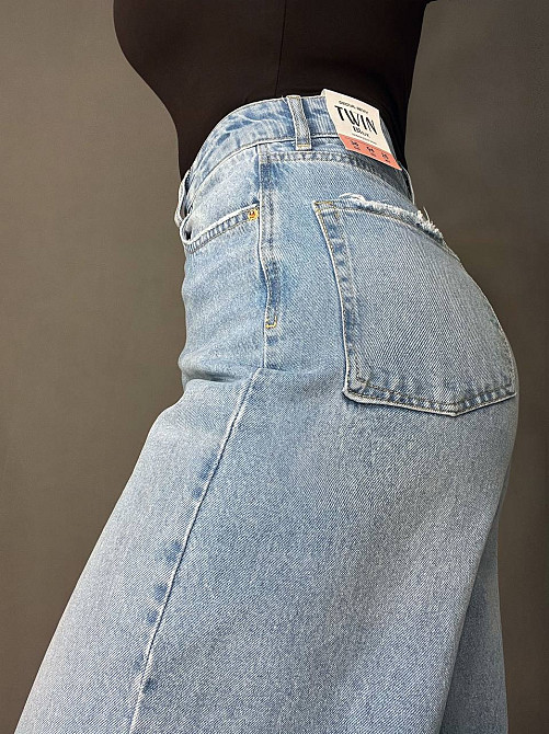 Джинсы женские Twin 1537-420 Palazzo Wide leg широкие палаццо высокая талия голубые, голубой, 38, 38, 80 см, 114 см Киев - изображение 12