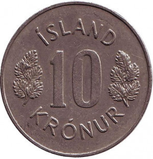 Монета 10 крон. 1967-1980 рік, Ісландія. (АЛ) Полтава - фото 1