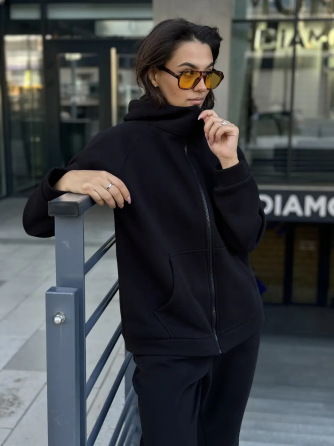 Зип худи женское оверсайз Черный 46/48 Харьков