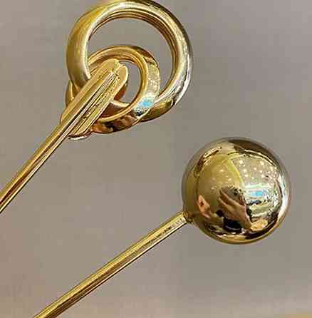 Шпильки для волос металлические золотые 2 шт геометрические палочки для прически аксессуар Киев