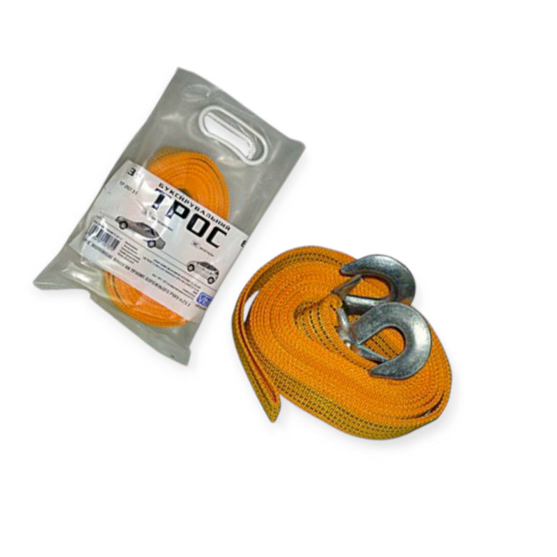 Трос лента 3 т х 6,0м х 46мм крюк/оранж/кулек буксир. Мукачево - изображение 1