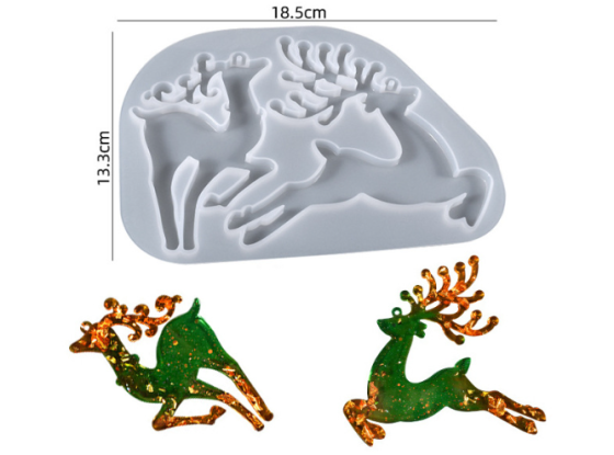 Новогодний молд Олени 133 на 185 мм серый Киев