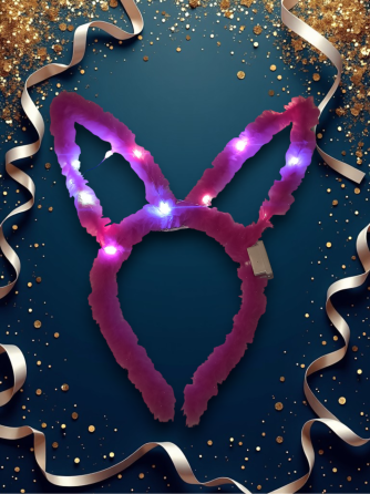 Новогодний светящийся обруч Ушки Зайки с светодиодами на голову one size розовый Киев