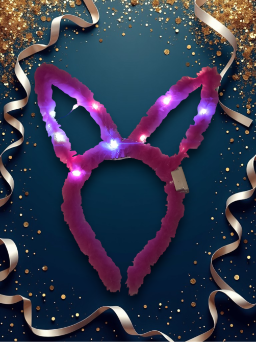 Новогодний светящийся обруч Ушки Зайки с светодиодами на голову one size розовый Киев - изображение 1