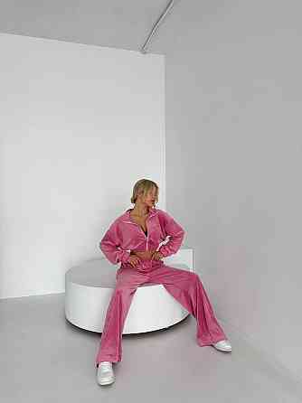 Женский велюровый прогулочный костюм двойка: кофта и брюки Розовый, 44/46 Одесса