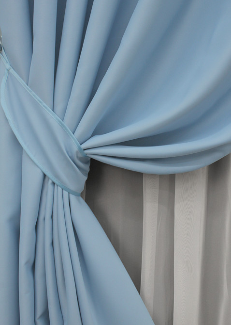 Комплект готовых штор VR-Textil Блэкаут Midnight № 1676ш Голубой 100х290 см 2 шт (31-734) Киев - изображение 5