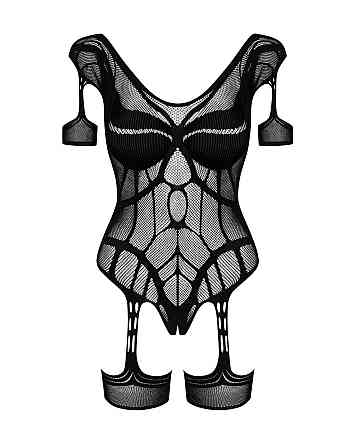 (SALE) Нейлоновий бодістокінг з імітацією гартер Obsessive Bodystocking G334 S/M/L, black, з доступом Sex Aura Київ