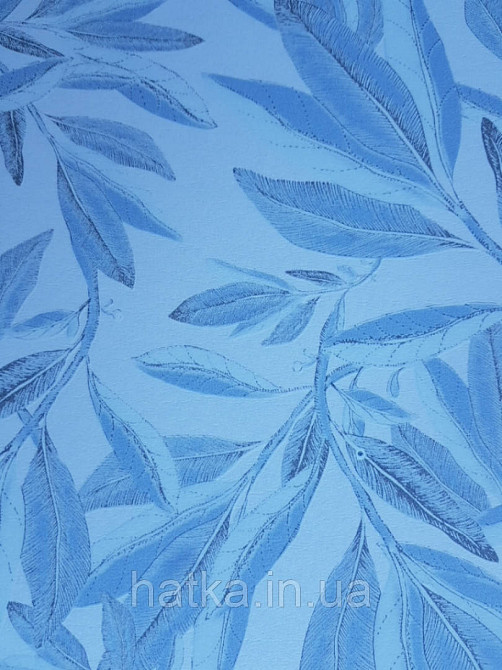 Обои флизелиновые Decoprint Elisir EL21030 листья ветки светло бирюзовые голубые серые на голубом фоне Киев - изображение 2