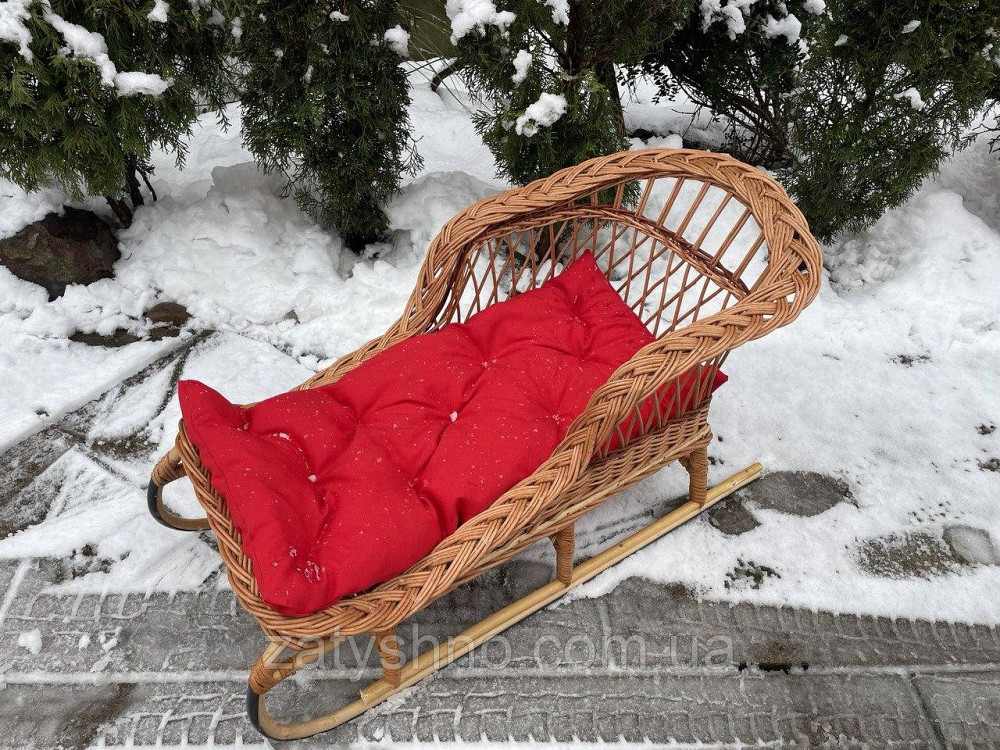 Санки  из лозы с красной подушкой Киев - изображение 4