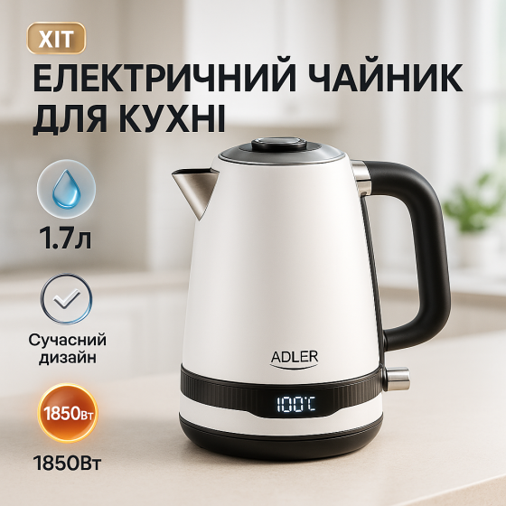 Качественный электрический чайник для дома Adler, Современный электрочайник для дома KO-15 Львов