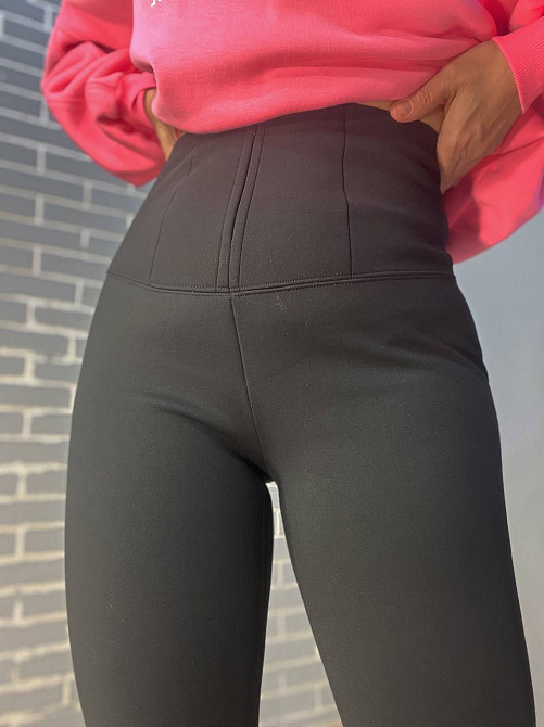 Лосины женские Kenalin 88-2 корсет на молнии дайвинг формующие утепленные на меху черные, черный, 5XL Киев - изображение 2