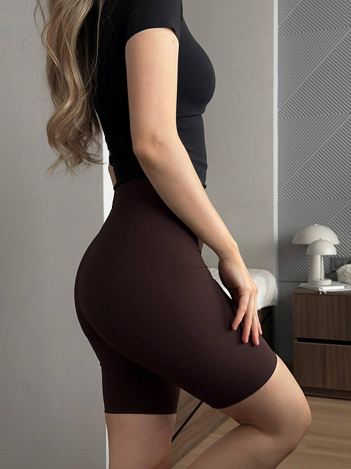 Женские базовые повседневные эластичные велосипедки Рубчик Нейлон Шоколад, 42/44 Одесса - изображение 10