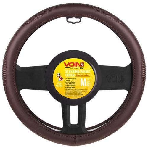 Шкіряний чохол на кермо VLOD-L948 BR M коричневий з одним швом Харків - фото 1