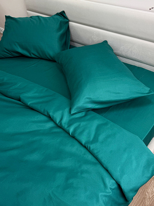 Ecotton Комплект постільної білизни Ecotton Євро 210х220 см однотонний темно-зелений смарагдови Коломия - фото 8