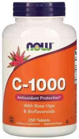 Вітамін C із шипшиною та біофлавоноїдами Now Foods C-1000 250 таблеток Київ