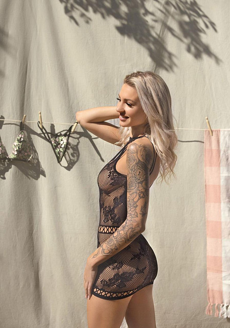 Ажурна сукня-сітка Leg Avenue Lace mini dress with cut-outs Black, one size Sex Aura Київ - фото 9