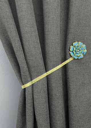 Магніти для штор і гардин Квітка набір 2 шт Блакитний з золотистим (81-309) Київ